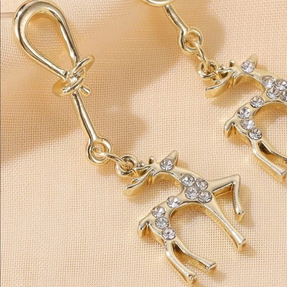 3/$30 CHRISTMAS DIAMOND GOLD REINDEERS EARRINGS - Picture 3 of 5